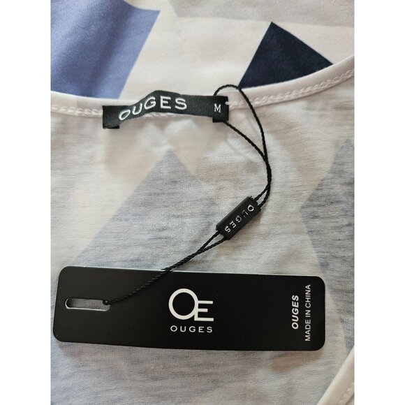 Womens Abstract Print V-Neck Short Sleeve Wrap Midi Dress Size M Casual Everyday - Picture 11 of 15